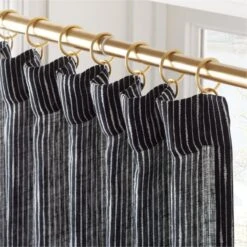 Harlow Black Striped Linen-Blend Sheer Window Curtain Panel 48"x84'' 8 Harlow Black Striped Linen-Blend Sheer Window Curtain Panel 48"x84'' -Home Furnishing Shop HarlowBkLnStpdCrtn96PnlAVSHF23