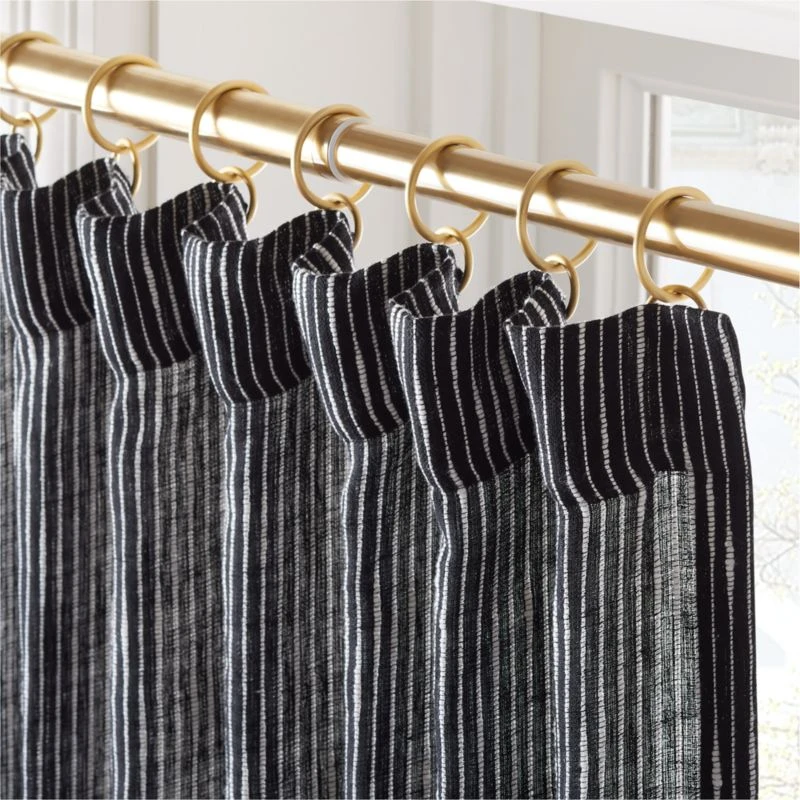 Harlow Black Striped Linen-Blend Sheer Window Curtain Panel 48"x84'' 4 Harlow Black Striped Linen-Blend Sheer Window Curtain Panel 48"x84'' - Image 2