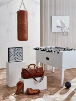 Leather Head Small Black Leather Basketball -Home Furnishing Shop HeritageTanLeatherPunchingOC19