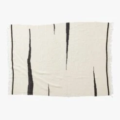 Huxley Black And White Striped Wool Throw Blanket -Home Furnishing Shop HuxleyThrowSSF22