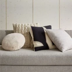 Tillie Ivory White Wool Throw Pillow With Feather-Down Insert 20" -Home Furnishing Shop IvoryTxtrdPillowArrngmntPCF21 1x1