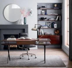 Infinity Brass Round Wall Mirror 36" -Home Furnishing Shop JaxonWalnutAndLeatherDeskNV19