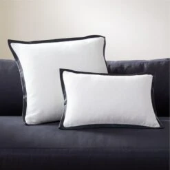Tuxedo White Linen Throw Pillow With Feather-Down Insert 20" -Home Furnishing Shop KMTuxedoPillowGroupFHS21 1