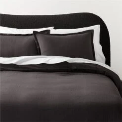 Kellen Organic Cotton-Blend Charcoal Grey Duvet Cover And Pillow Shams