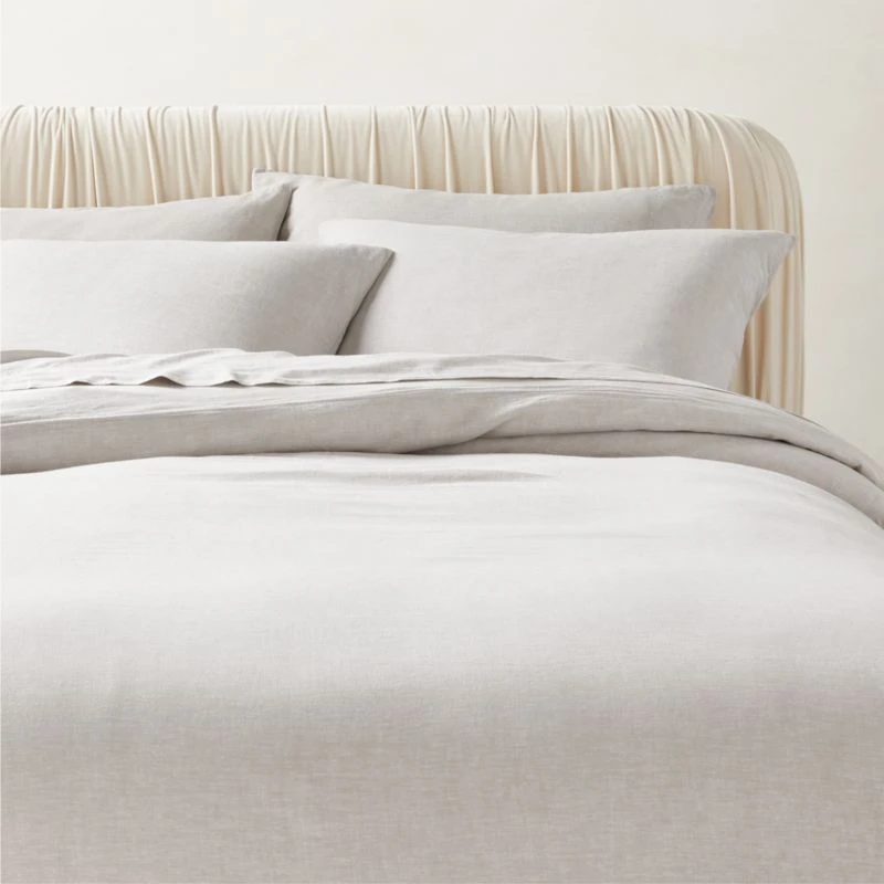 Keyne TENCEL™ Lyocell Linen-Blend Grey Duvet Cover And Pillow Shams 3 Keyne TENCEL™ Lyocell Linen-Blend Grey Duvet Cover And Pillow Shams