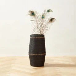 Korin Black Rattan Decorative Basket Small -Home Furnishing Shop KorinRttnBkTallBasketSmROF23