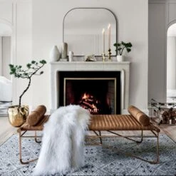 Infinity Black Mantel Wall Mirror 42"x37" -Home Furnishing Shop LaStrizzaSaddleLeatherBenchOC20 1x1 2