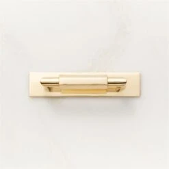Lavau Unlacquered Brass Cabinet Handle With Backplate 3"