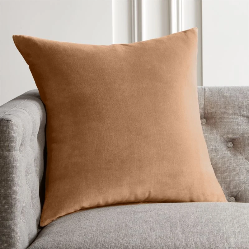 Leisure Taupe Velvet Throw Pillow With Down-Alternative Insert 23" 3 Leisure Taupe Velvet Throw Pillow With Down-Alternative Insert 23"