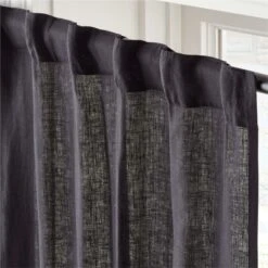 EUROPEAN FLAX™-Certified Linen Black Window Curtain Panel 48''x84'' -Home Furnishing Shop LinenBlack96CurtainPnlAV2SHS23