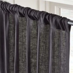 EUROPEAN FLAX™-Certified Linen Black Window Curtain Panel 48''x84'' -Home Furnishing Shop LinenBlack96CurtainPnlAVSHS23