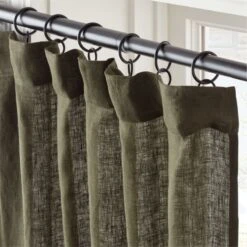EUROPEAN FLAX™-Certified Linen Forest Green Window Curtain Panel 48''x84'' -Home Furnishing Shop LinenFrtGrn96CurtainPnlROS23 1