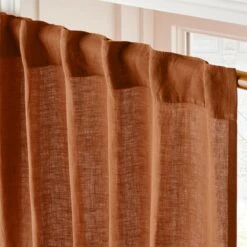 Glazed Ginger Linen Window Curtain Panel 48''x84'' -Home Furnishing Shop LinenGlazedGinger96PanelAV2SHS23