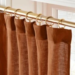Glazed Ginger Linen Window Curtain Panel 48''x84'' -Home Furnishing Shop LinenGlazedGinger96PanelROS23