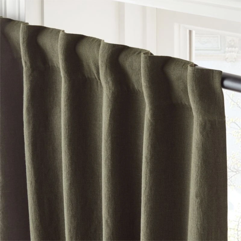 Forest Green Linen Blackout Window Curtain Panel 48''x84'' 6 Forest Green Linen Blackout Window Curtain Panel 48''x84'' - Image 4