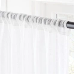 Warm White Linen Sheer Window Curtain Panel 48"x84" -Home Furnishing Shop LinenShrIvoryPanel96inAV2SHF21