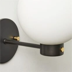 Marra Black Globe Wall Sconce Light -Home Furnishing Shop MarraBkBrsSingleSconceAVSHS23