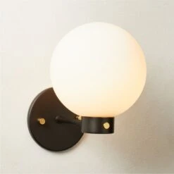 Marra Black Globe Wall Sconce Light -Home Furnishing Shop MarraBkBrsSingleSconceROS23