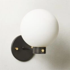 Marra Black Globe Wall Sconce Light -Home Furnishing Shop MarraBkBrsSingleSconceSHS23