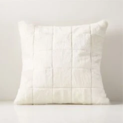 Match White Hide Throw Pillow With Down-Alternative Insert 20"
