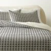 Melina Organic Cotton Black And Warm White Duvet Cover And Shams