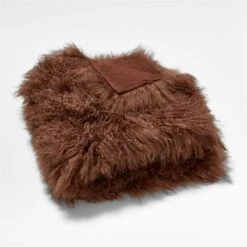Mongolian Brown Sheepskin Fur Throw Blanket -Home Furnishing Shop MnglnShpskThwAzBr35x70inAV2SSS23