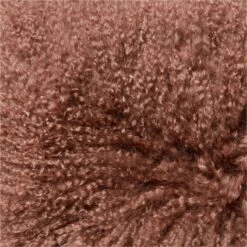 Mongolian Brown Sheepskin Fur Throw Pillow With Down-Alternative Insert 16'' -Home Furnishing Shop MongolianShpskAzBrnPlw16AVSSS23