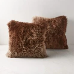Brown Ombre Sheepskin Fur Throw Pillow With Down-Alternative Insert 20" 10 Brown Ombre Sheepskin Fur Throw Pillow With Down-Alternative Insert 20" -Home Furnishing Shop OmbreBnShpsknPllw20X20inAV2SHF22