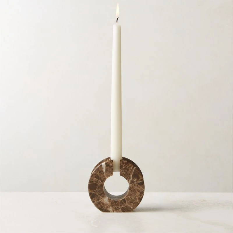 Orla Brown Marble Taper Candle Holder 4 Orla Brown Marble Taper Candle Holder - Image 2