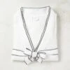 Overlock White Bathrobe With Black Trim S/M -Home Furnishing Shop OverlockWtWBkTrimRobeSmMdSHS23