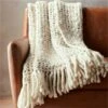 Overlook White Chunky Knit Throw Blanket -Home Furnishing Shop OverlookThrowSHF16