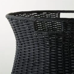 Palmer Black Wicker Storage Basket 7 Palmer Black Wicker Storage Basket -Home Furnishing Shop PalmerBlackTprdBasketAV2SHS23