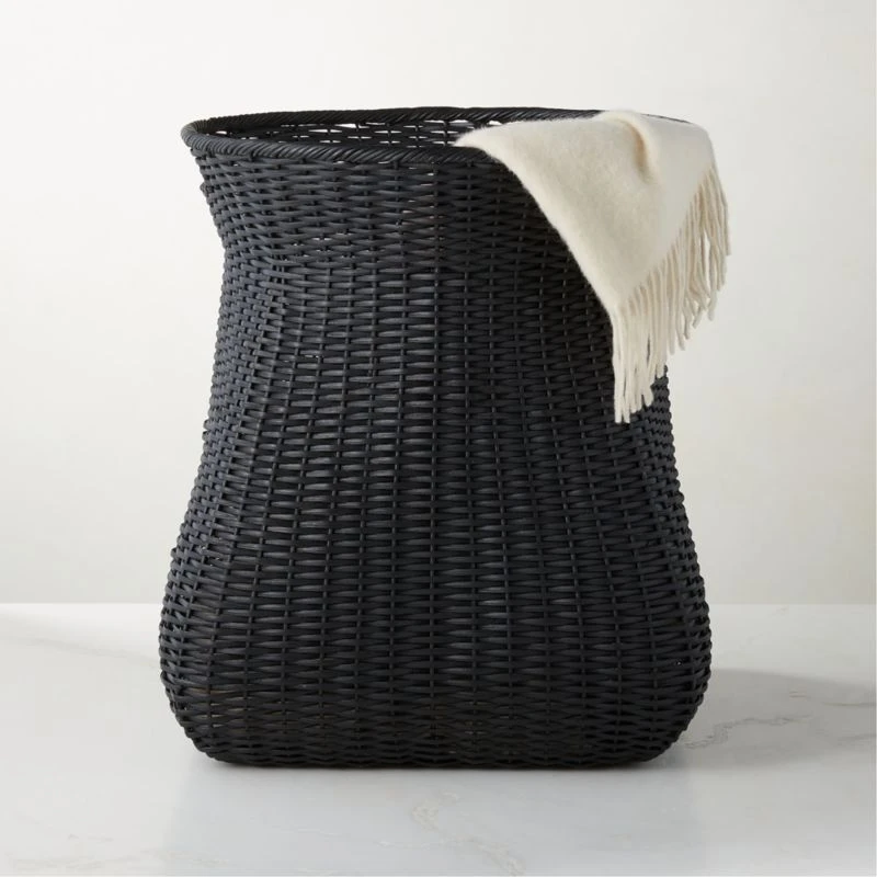 Palmer Black Wicker Storage Basket 4 Palmer Black Wicker Storage Basket - Image 2