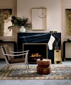 Antique Brass Fireplace Screen -Home Furnishing Shop ParlayDoveGreyLeatherLoungeOC18