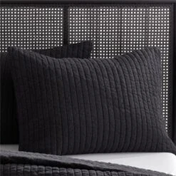 Paxton Linen Garment Washed Black Standard Shams Set Of 2