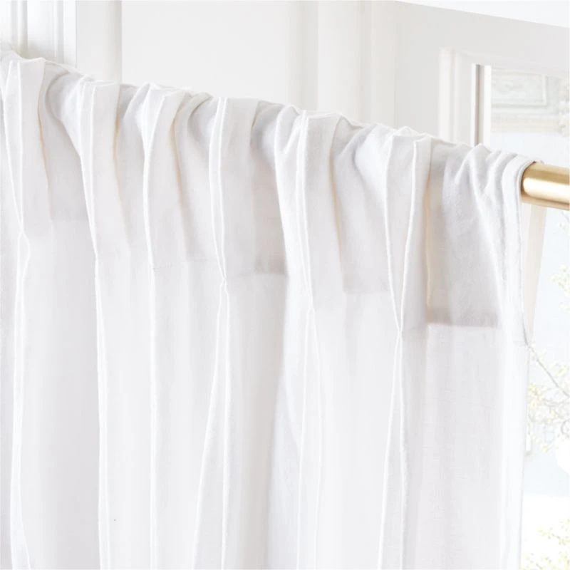 Pleated White Linen Window Curtain Panel 48"x120" 5 Pleated White Linen Window Curtain Panel 48"x120" - Image 3