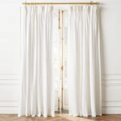 Pleated White Linen Window Curtain Panel 48"x120"
