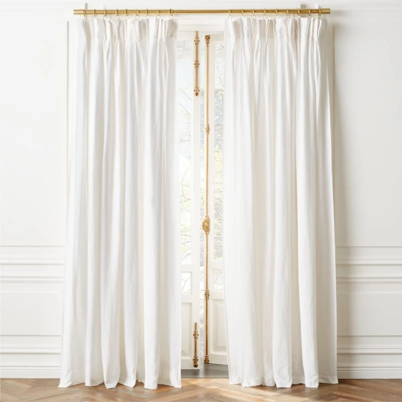 Pleated White Linen Window Curtain Panel 48"x120" 3 Pleated White Linen Window Curtain Panel 48"x120"