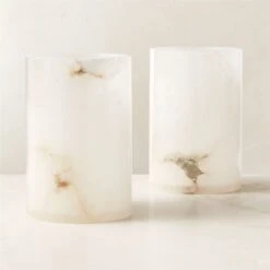 Poe White Alabaster Pillar Candle Holder Small -Home Furnishing Shop PoeAlbstrPillarHolderSmAV3SHF23