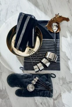 Cafe Organic Cotton Black Striped Dish Towels Set Of 2 -Home Furnishing Shop PorterGoldLowServingBowlMR20 1