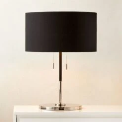 Prix Leather And Polished Nickel Table Lamp 7 Prix Leather And Polished Nickel Table Lamp -Home Furnishing Shop PrixBlkLthrTableLampROS23