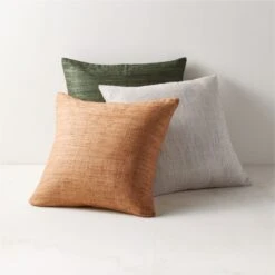 Raj Tawny Brown Silk Throw Pillow With Feather-Down Insert 20" -Home Furnishing Shop RajSilkPillowGroupFHF22