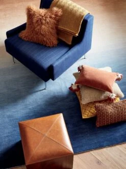 Shorn Camel Brown Sheepskin Fur Throw Pillow With Down-Alternative Insert 18" -Home Furnishing Shop RegentNavyPlaidWingbackAG19