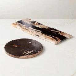 Ring Rectangular Petrified Wood And Resin Serving Platter -Home Furnishing Shop RingPtrfdWoodNResinGroupFHF23