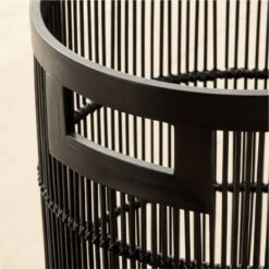 Ronan Black Bamboo Storage Basket Small -Home Furnishing Shop RonanBlkBasketWHndlsSmAV2SHF22