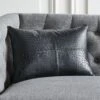 Rue Black Leather Throw Pillow With Down-Alternative Insert 18"x12" -Home Furnishing Shop RueLthrBlkPillow18X12inSHF21