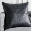 Rue Black Leather Throw Pillow With Down-Alternative Insert 23" -Home Furnishing Shop RueLthrBlkPillow23X23inSHF21