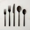 20-Piece Rush Brushed Black Flatware Set -Home Furnishing Shop RushBrhdBlkFltwr20PcSSHS22