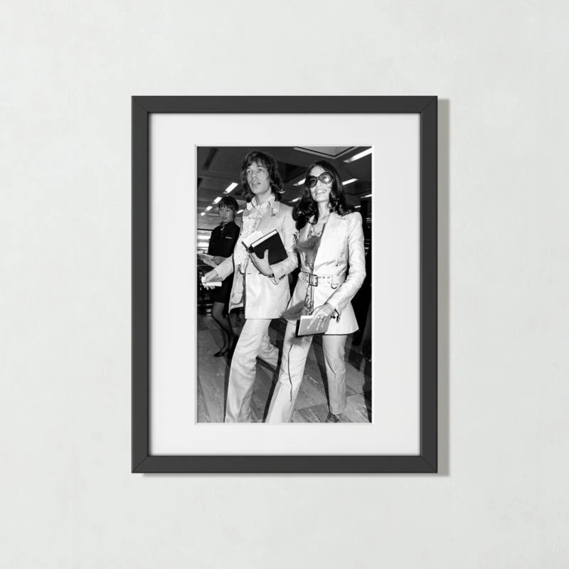 'Mick And Bianca At The London Airport, 1970' Photographic Print In Black Frame 17.5"x21.5" 3 'Mick And Bianca At The London Airport, 1970' Photographic Print In Black Frame 17.5"x21.5"