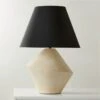 Sabia Ivory Ceramic Table Lamp With Black Shade -Home Furnishing Shop SabiaIvoryShrtTableLampSHS23